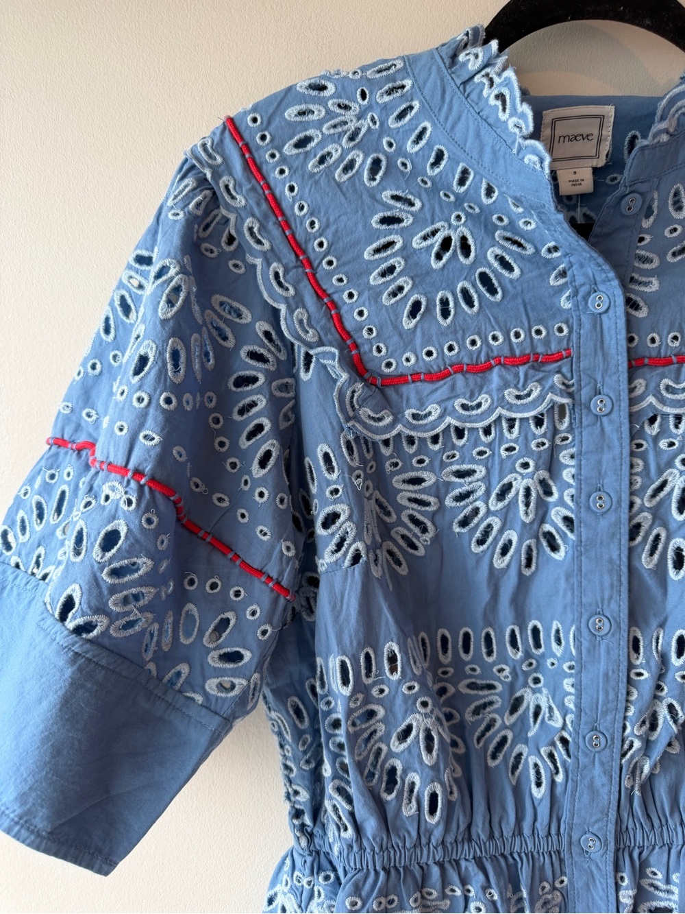 Anthropologie Maeve Eyelet Buttondown Peplum Blouse NWT - Picture 4 of 5